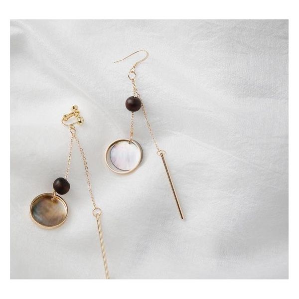 

minimalist hand made natural sea butterfly shell earrings logs long earrings geometric earless ear sqccry beauty888, Silver