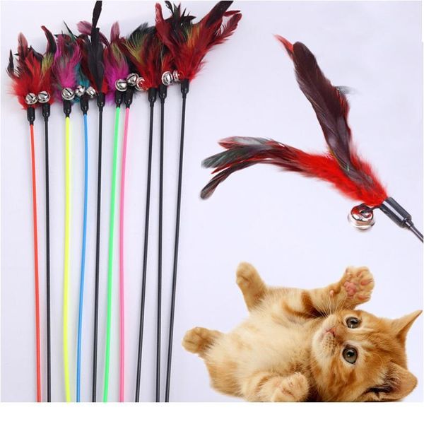 

cat toys random color make a cat stick feather black coloured pole like birds with small bell natu qylnfc