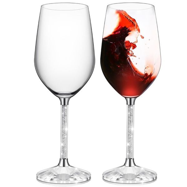 

wedding set of 2 stemware with long crystal diamond stemless wine glasses valentine's day, birthday, anniversary h1242 q1222