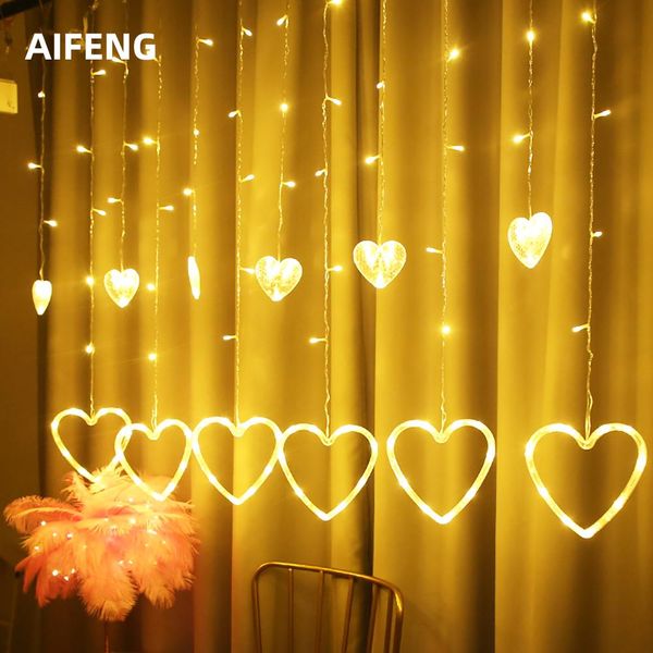 

рождество usbbattery 220v занавес огни в форме сердца 2x1.5m гирляндой шторы для гостиной led декоративно для спальни кпт bbyjhy