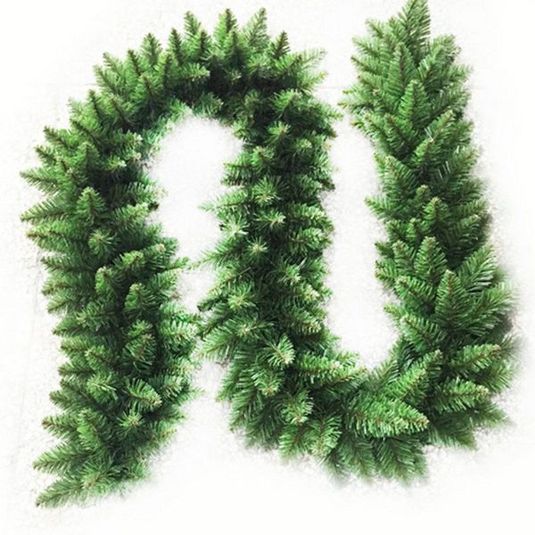 

1pc diy 2.7m long green christmas pine garland wreath ornament xmas fireplace tree decor