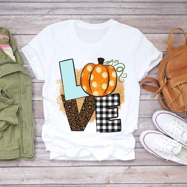 

lovely love pumpkin fall vintage t shirt short sleeve casual white women clothes t-shirts girls ladies kawaii
