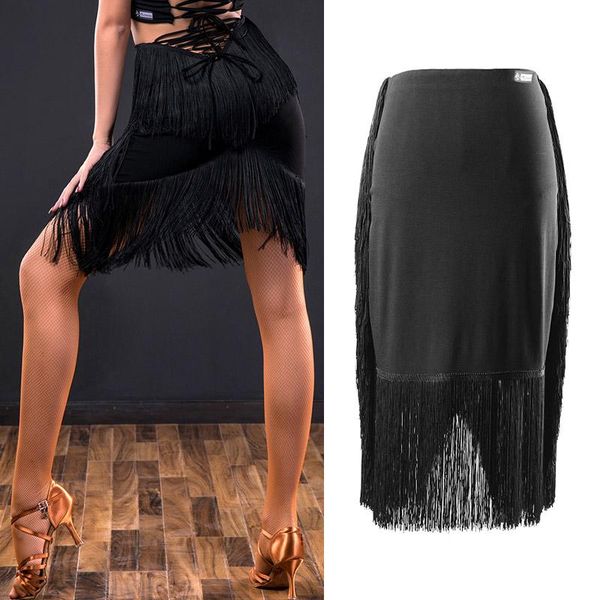 

stage wear latin dance skirt female professional tassel short skirts ballroom performance clothes women's dwy2435, Black;red