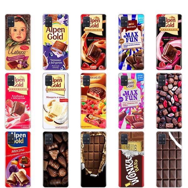 

silicon phone cover case for samsung galaxy a31 a41 a51 a71 a01 core a11 a21s a81 a30s a20s a50s m30s m40s alenka bar chocolate