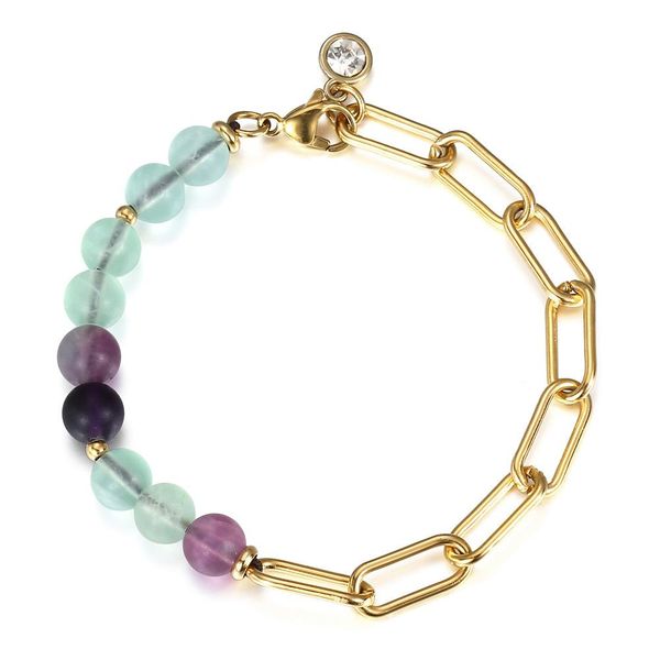 

длина регулируемая db295 бисер браслет флюорит женщины шарм rolo матовый прямоугольник chain birthstone box сталь нержавеющая tsetdcq jeneff, Golden;silver