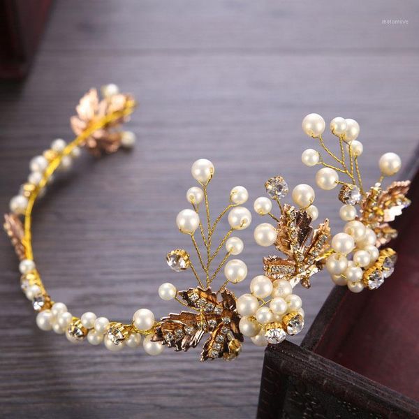 

baroque style crystal pearl wedding hair accessories crown rhinestone golden queen wire headband jewelry bridal tiara hair stick1, Golden;silver