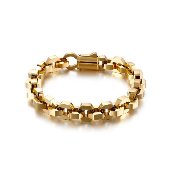 

link, chain choose color hip-hop jewelry pure stainless steel solid link bracelet women men 9mm 8.8'' heavy 62g, Black