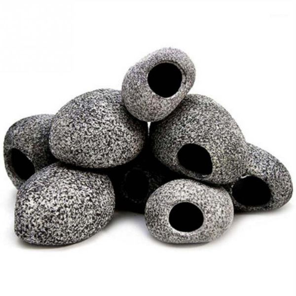 

2020 selling aquarium ceramic rock cave stone decoration for cichlids fish tank 1 pc aquarium stone1