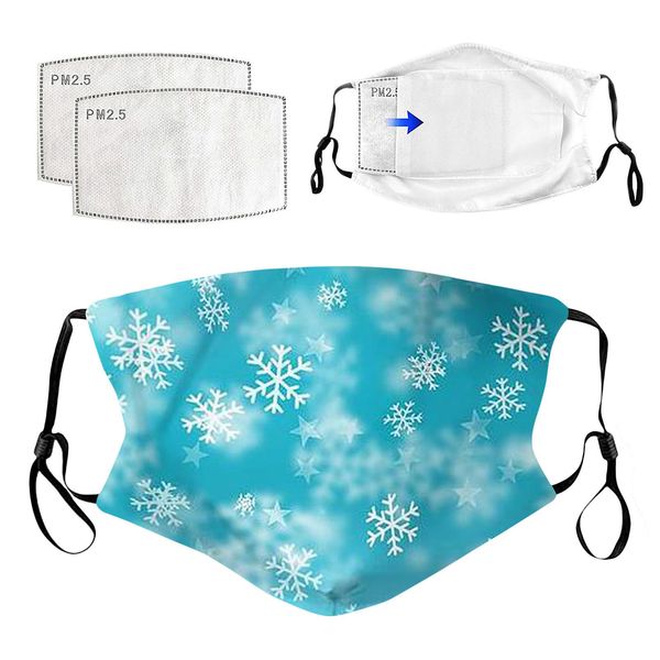

рождественская маска с 2 шт. фильтрующая ткань снежинка печать рот колпачки моющийся взрослый многоразовый многоразовый рта маска дышащая ма