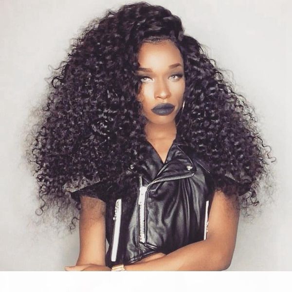 

natural looking kinky curly full lace wigs with hairline deep wave glueless brazilian virgin human hair lace front wigs with bleached knots, Black;brown