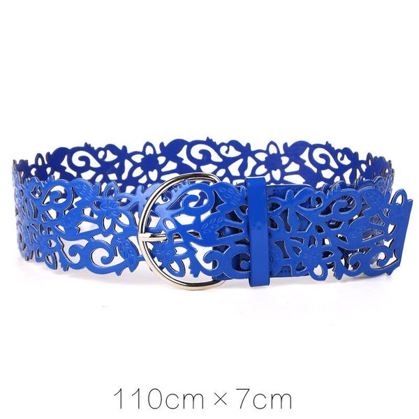 

женщины модные полые пояса весна и лето сверхширокий 7cm крышки талии с цветком резьба яркий синий пояс испания женщины, Black;brown