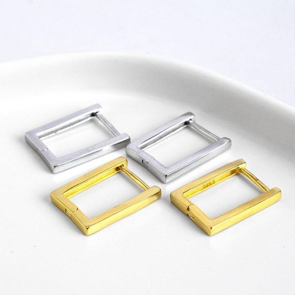 

925 sterling silver small hoop earrings for women geometric rectangle huggie earings minimalism fine jewelry hypoallergenic1, Golden;silver