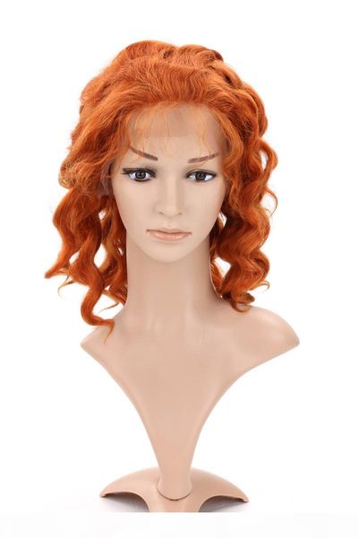 

full lace human hair wigs orange color virgin brazilian lace wigs 130% density colorful 8a grade glueless wavy lace wigs, Black;brown