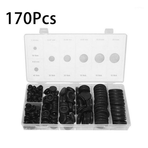 

170pcs rubber grommet assortment contain 7 popular sizes firewall hole plug set electrical wire gasket kit for car1
