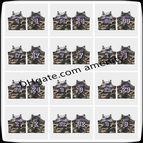 

лос-анджелес лейкерс caruso 24 брайанта 23 джеймс 34 о'нил 2 бал 0 кузьма баскетбол камуфляжа леброн kyle lonzo лесопарковая jersey08, Black