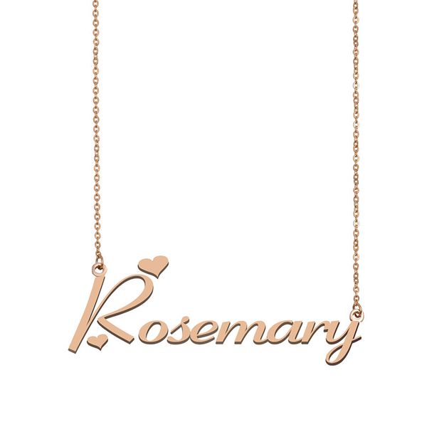 

rosemary name necklace custom nameplate pendant for women girls birthday gift kids friends jewelry 18k gold plated stainless steel, Silver