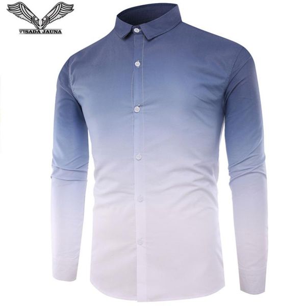 

men's casual shirts da jauna 2021 long-sleeved dress men gradient male fashion slim fit cotton mens big size n8930, White;black
