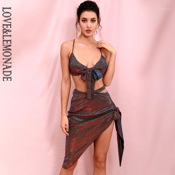 

love & lemonade color cut out straps tube two-pieces set lm810851, White