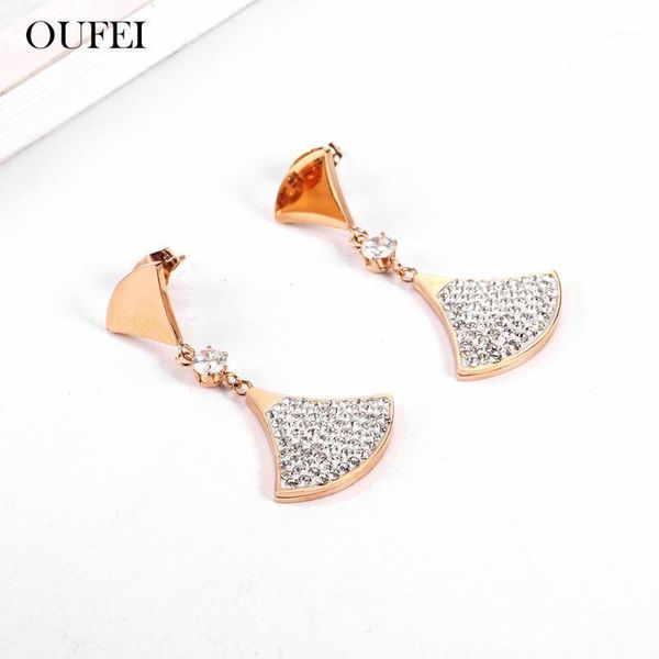 

oufei rose gold charm drop earrings for women stainless steel jewelry woman 2020 fine jewelry accessories1, Silver