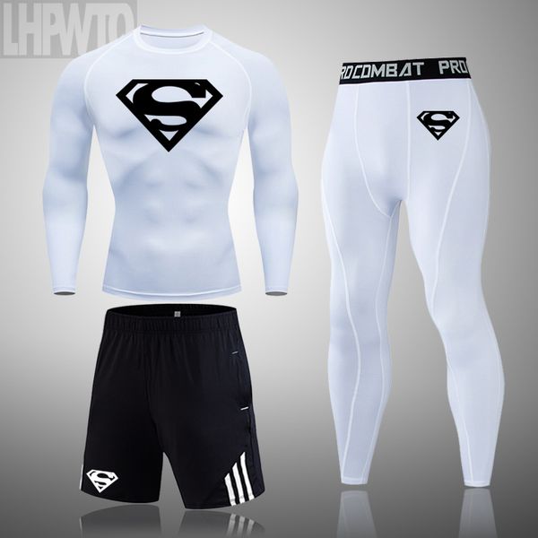 

new man sportswear compression sports suit quick drying fitness training mma thermal underwear male jogging running clothes 1004, Gray