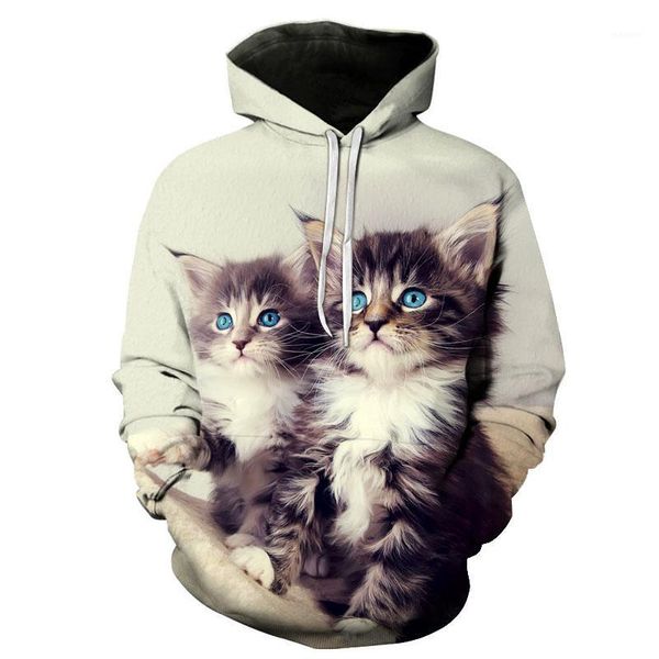 

2019 autumn new men women hoodies cute pet cat 3d digital print pullovers mens casual street long sleeves sweatshirts japanese1, Black