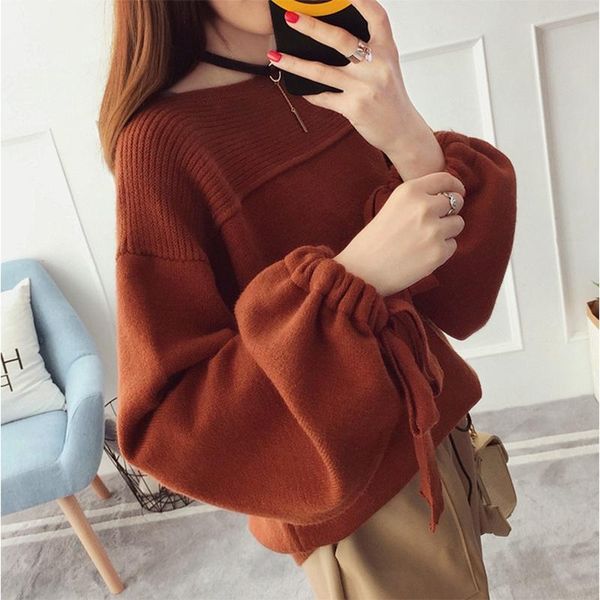

2021 new women's pullover coarse wool sweater warm spring autumn winter casual sleeve plus size knitted clothes female, White;black