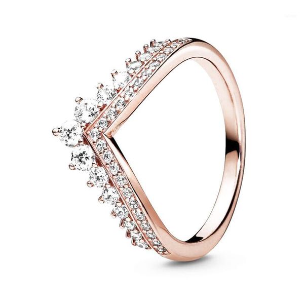 

2019 autumn new pans rose princess wishbone ring silver 925 original for women wedding party rings diy fine jewellery gift1, Slivery;golden