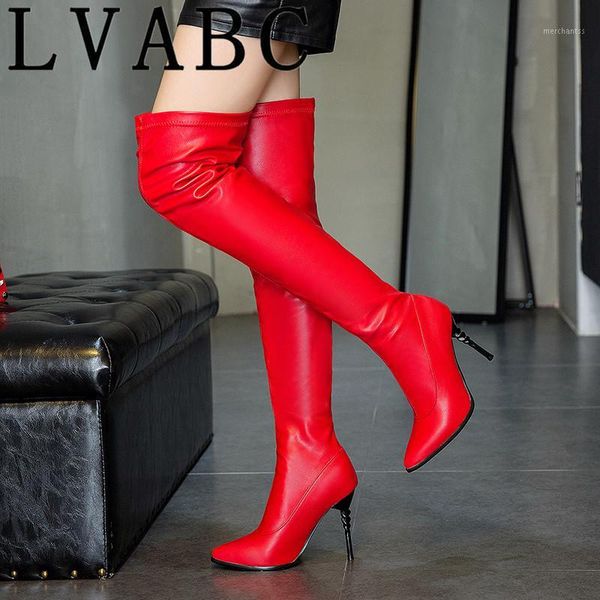 

lvabc new 2020 slim over the knee boots women faux suede thigh high boots stretch winter ladies fashion long booties 31-481, Black