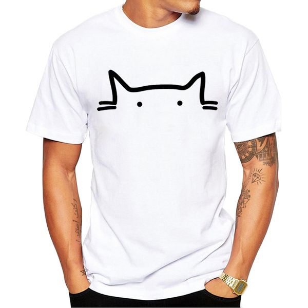 

teehub hipster curious cat men t-shirt fashion lined cat printed tee short sleeve casual tshirts funny tee sport hooded sweatshirt hoodie