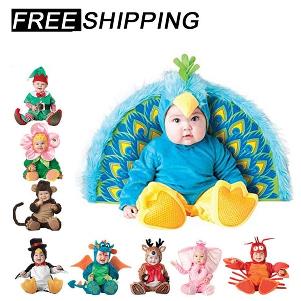 

halloween costume baby boy clothes girls monkey polar bear romper kids clothing set baby hat socks toddler cosplay set y200320, Blue