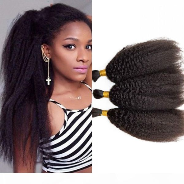 

brazilian kinky straight hair bulks for black women no weft 3 bundles bulk human hair extensions 8-28 inch fdshine