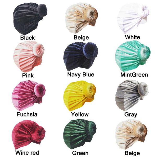 

new baby toddler knot turban head wrap hat velvet sretch india ear cap winter warmer, Yellow
