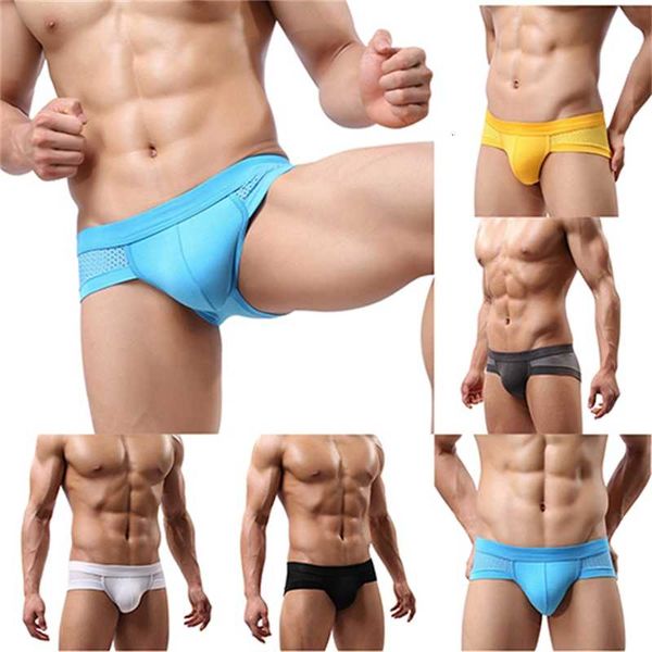 

men's mesh modal triangle underwear breathable solid briefs underhot, Black;white