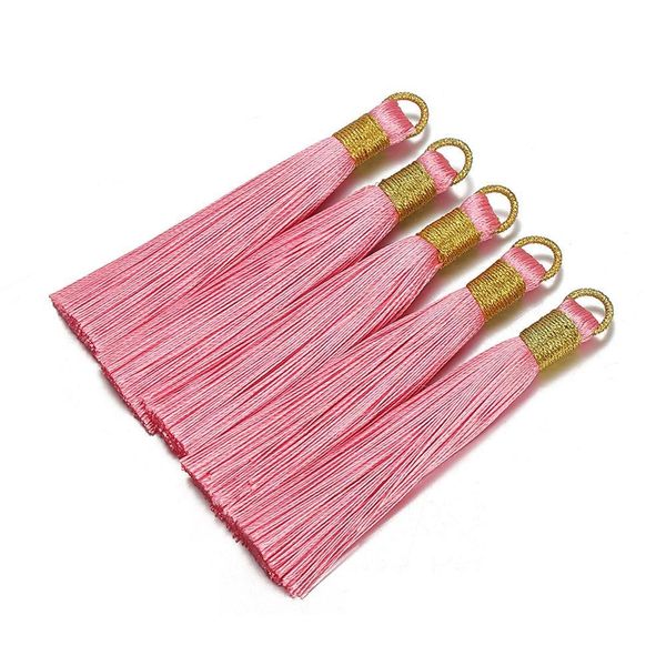 

10pcs 8cm colorful silk tassel with caps decorative tassel pendant earrings charm for diy jewelry making hangling accessories h qyltbq