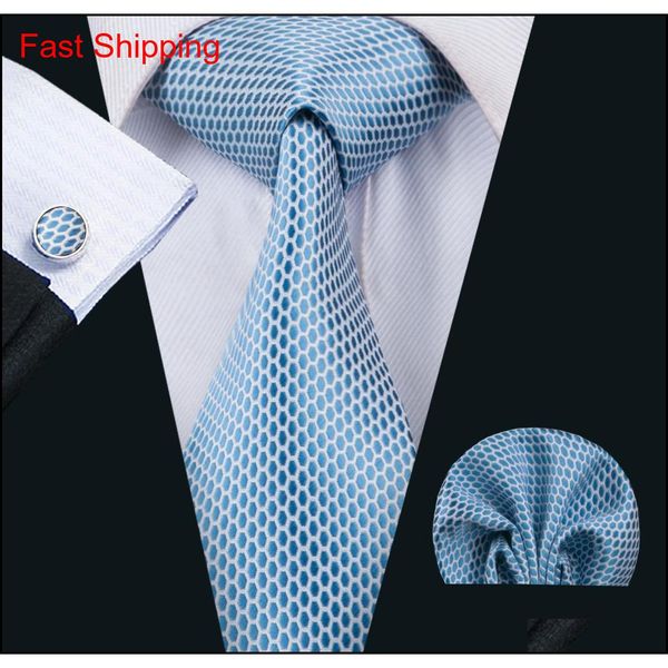 

classic silk men ties blue men neckties dot tie setstie hankerchief cufflinks sets jacquard woven meeting business wedding party yqp4o, Black;blue