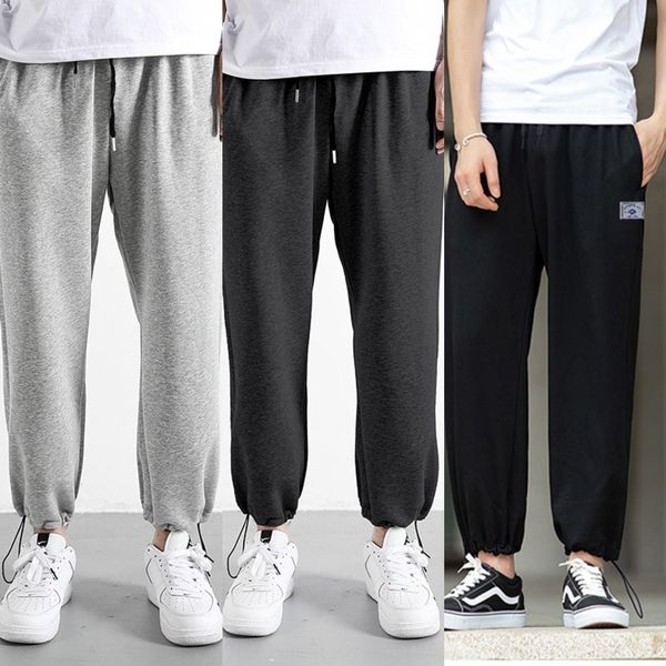 

9pdsq casual sports sports men's loose casual style korean student drawstring basketball pants training cropped pants knitted sweatpant, Blue