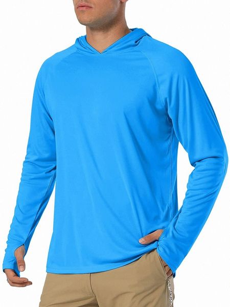 

men's hiking shirts upf 50+ uv sun protection athletic hoodies workout training shirts j0wy#, Black