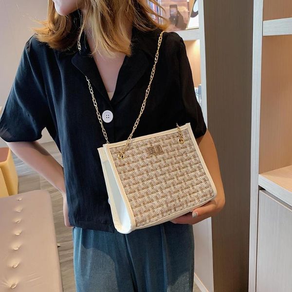 

2pcs clutch shoulder bags purse woven women solid color straw leisure fashion ladies large capacity crossbody handbags
