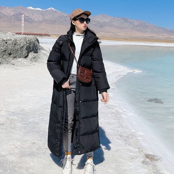 

2021 new thick and down bun padded female on korean knee release super long winter women's jacket z0wb, Black