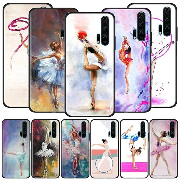 

картина девочка спорт гимнастический чехол для huawei honor 9s 9с 9а 8x 30s 20s pro 10 20 9x lite black soft phone shell casos