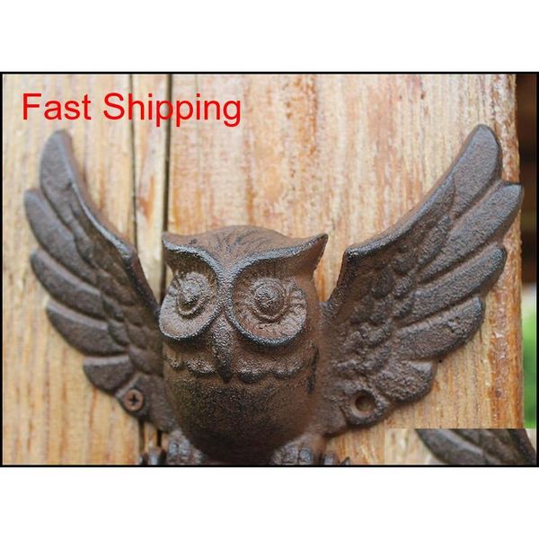 

2 pieces rustic cast iron owl decorative door knocker traditional vintage style door handle door latch country r qylysk packing2010
