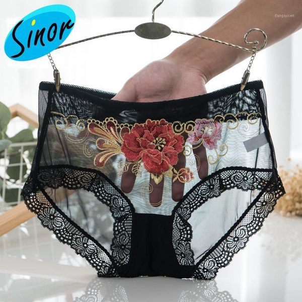 

bottom price]lace underwear women embroidery lace seamless women's large mesh waist briefs underwear manufacturers1, Black;pink