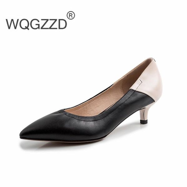 

pumps women genuine leather low heels women party shoes comfortable soft casual office ladies shoes, Black
