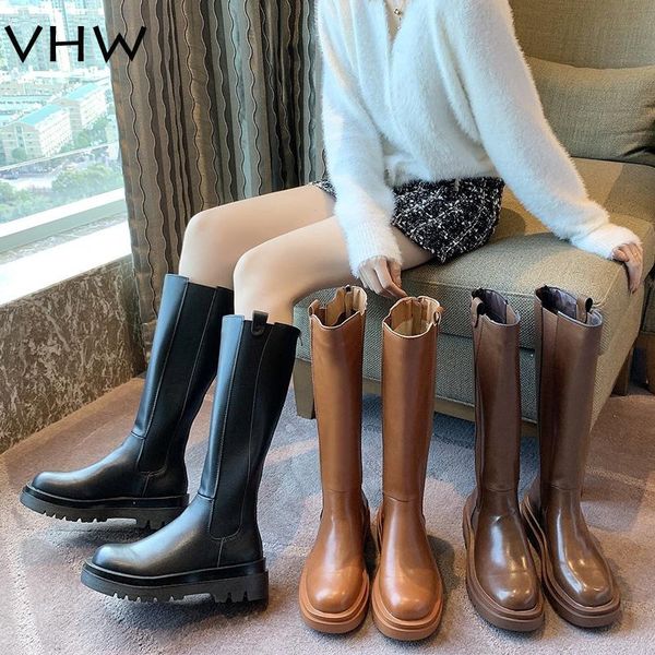 

women knee high boots 2020 autumn winter shoes platform high boots women fashion heeled black brown combat
