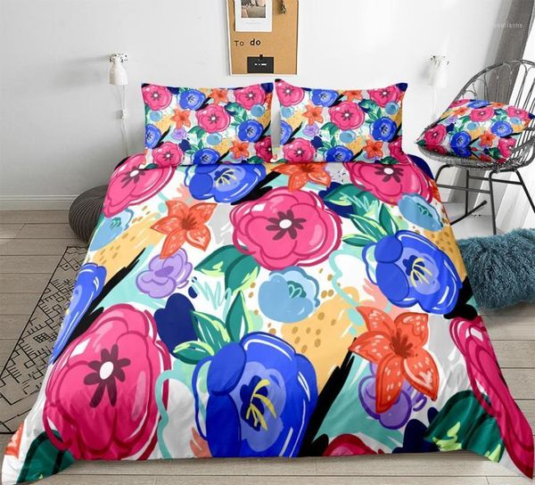 

flower bedding set floral duvet cover set girls women bed linen kids teens home textiles retro microfiber bedclothes bed1