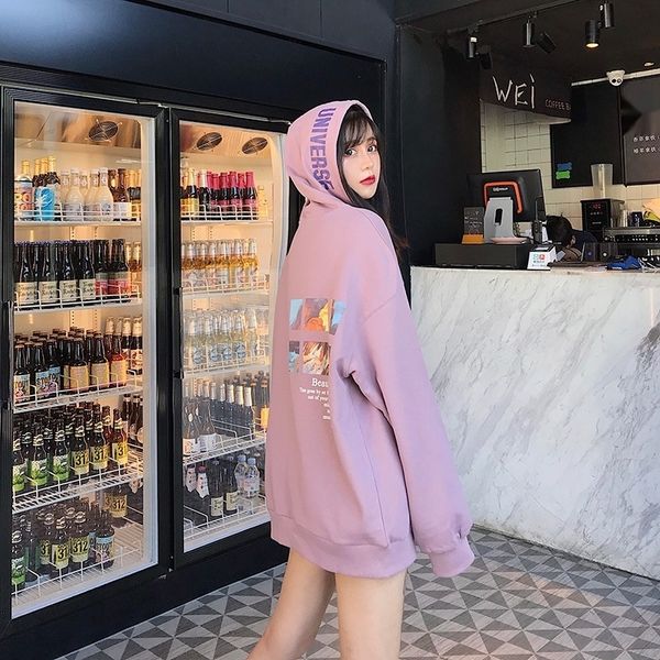 

vgfcq небольшого капюшон 2020 начала осени ины долго sweatersweater стиля корейского пальто рукава свитера стиля потерять бф ленивых тонких, Black