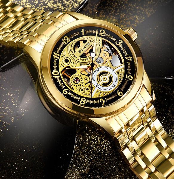 

wlisth new automatic asia mechanical watch gold watch mechanical watches, Slivery;brown