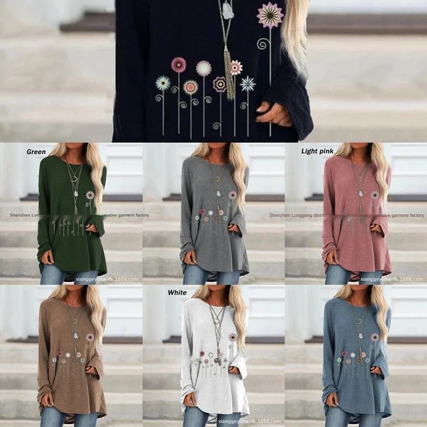 

2019 new selling flower print long sleeve crew neck for women 2019 new selling t-shirt flower print long sleeve crew neck t-shirt fo, White