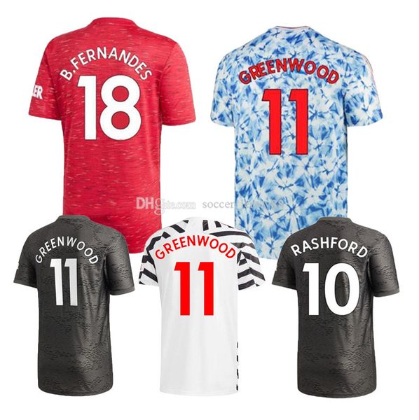 

2020 2021 soccer jerseys cavani van de beek b. fernandes rashford football shirt 20 21 kids kit, Black;yellow