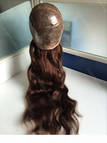 

класс 8а супер тонкий кожи силикона парика свободная волна девственницы бразильский цвет человеческих волос # 4 коричневый полный тонкий пар, Black;brown